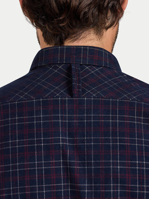 Long Sleeve Check Corduroy Shirt - Claret