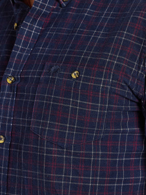 Long Sleeve Check Corduroy Shirt - Claret