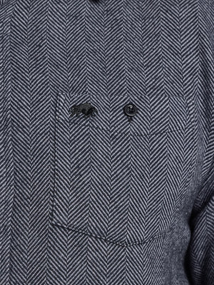 Long Sleeve Brushed Two Tone Bold Herringbone Shirt - Charcoal