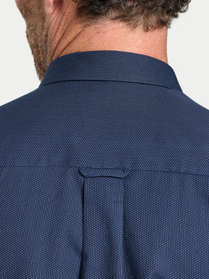 Long Sleeve Dash Dobby Cotton Shirt - Navy