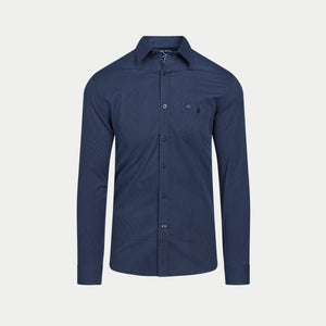 Long Sleeve Dash Dobby Cotton Shirt - Navy