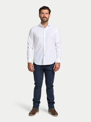 Long Sleeve Premium Dobby Cotton Shirt - White