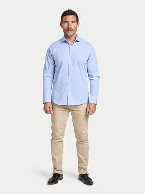 Long Sleeve Premium Dobby Cotton Oxford Shirt - Sky Blue