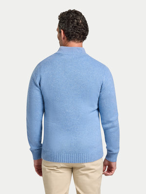 Chunky Fleck Quarter Zip Knit - Chambray