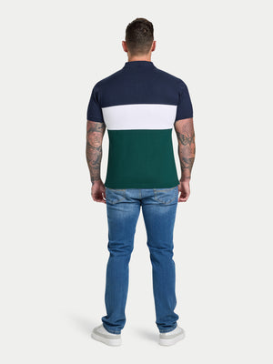 Cut & Sew Panel Pique Polo - Forest