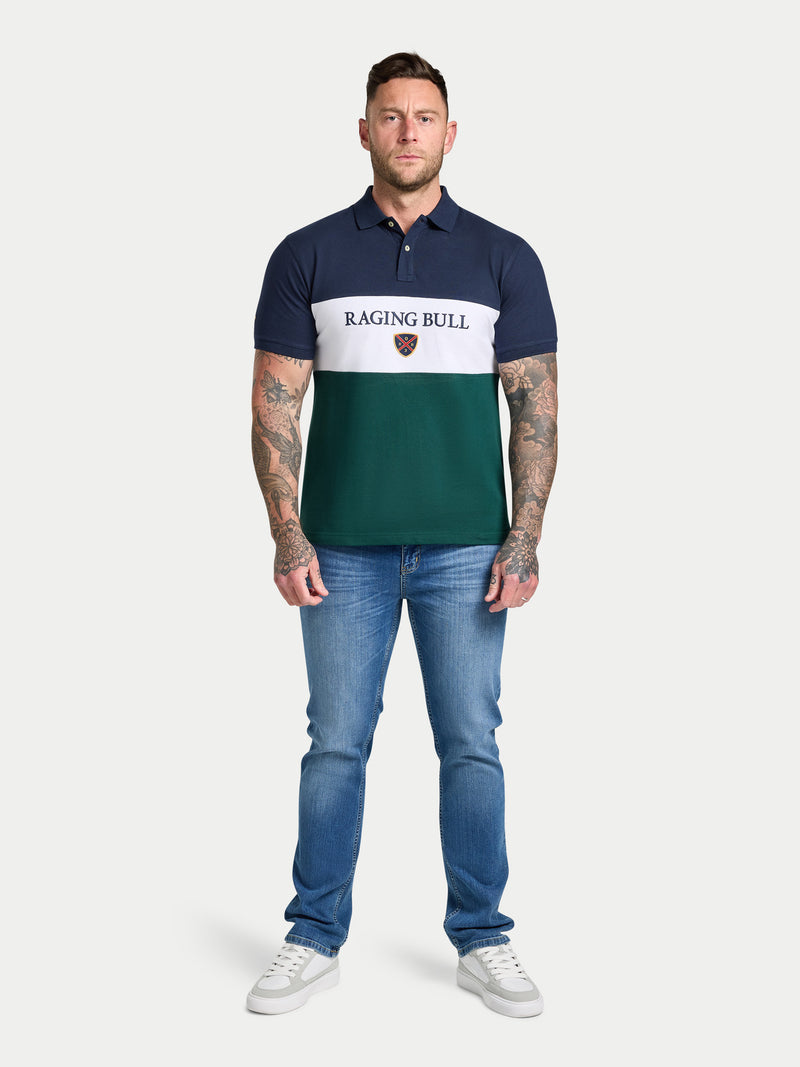 Cut & Sew Panel Pique Polo - Forest