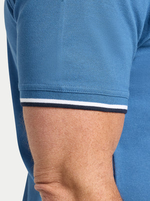 Tonal Embroidery Pique Polo - Denim Blue