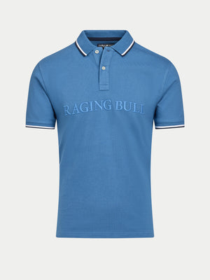 Tonal Embroidery Pique Polo - Denim Blue