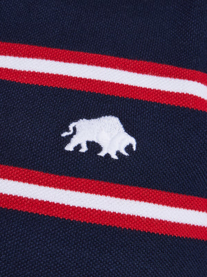 Triple Stripe Pique Polo - Red