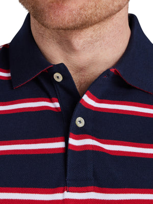 Triple Stripe Pique Polo - Red