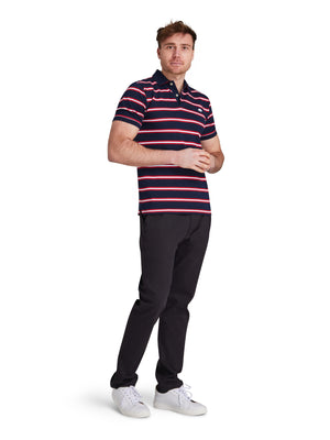 Triple Stripe Pique Polo - Red