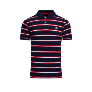 Triple Stripe Pique Polo - Red