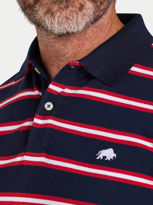 Triple Stripe Pique Polo - Red