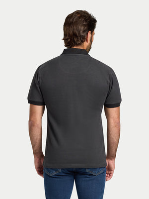 S/S Two Tone Zip Pique Polo - Black