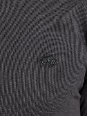 S/S Two Tone Zip Pique Polo - Black
