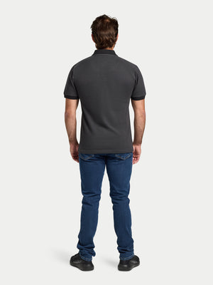 S/S Two Tone Zip Pique Polo - Black