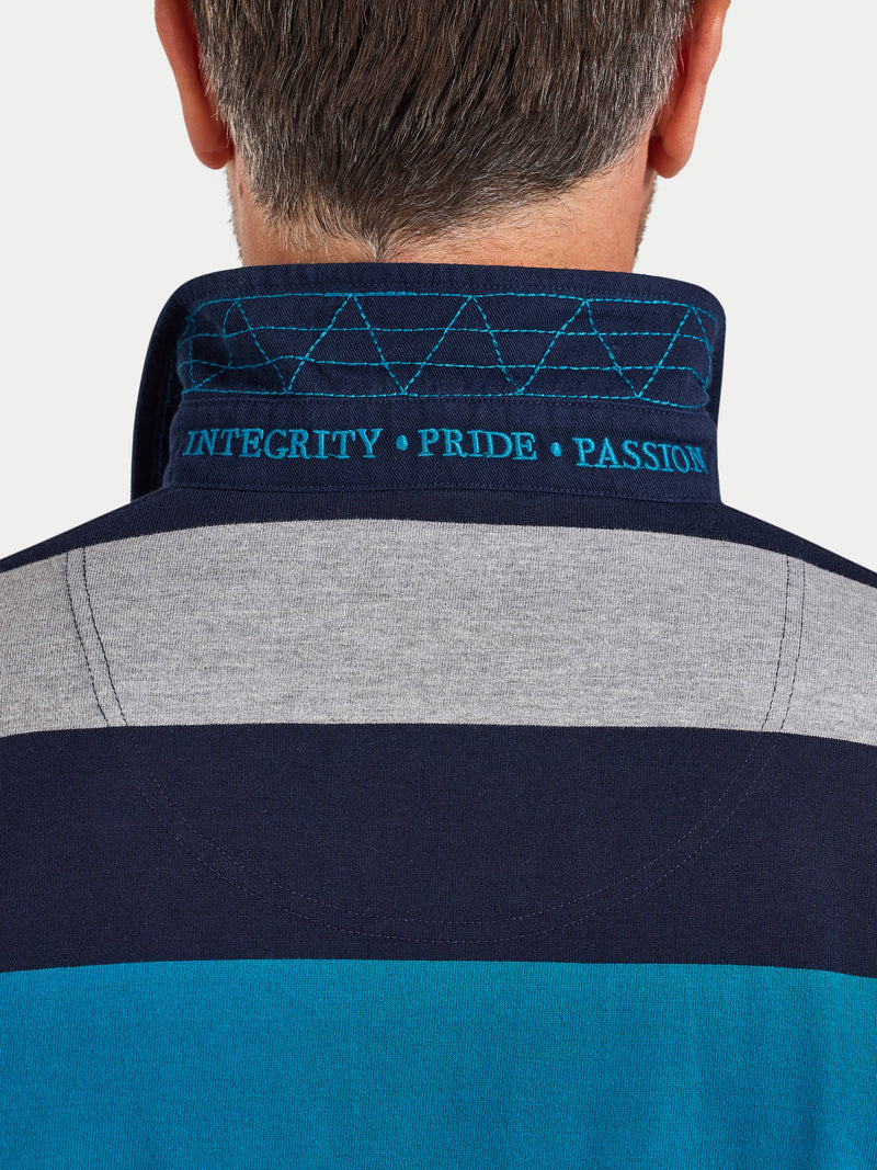L/S Contrast Chest Stripe Rugby - Cobalt