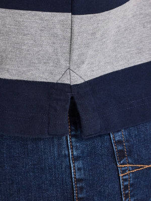 L/S Contrast Chest Stripe Rugby - Cobalt
