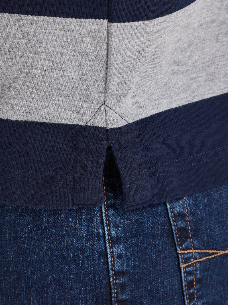 L/S Contrast Chest Stripe Rugby - Cobalt