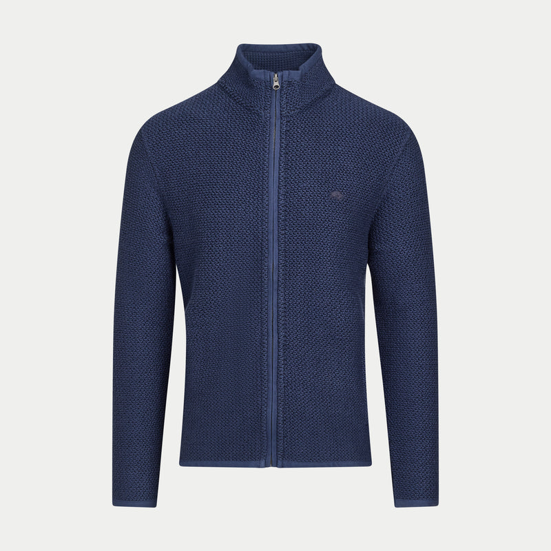 Textured Zip Through Jacket - Navy
