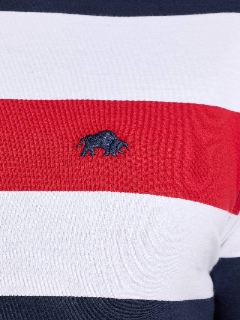 Contrast Chest Stripe T-Shirt - Navy/Red