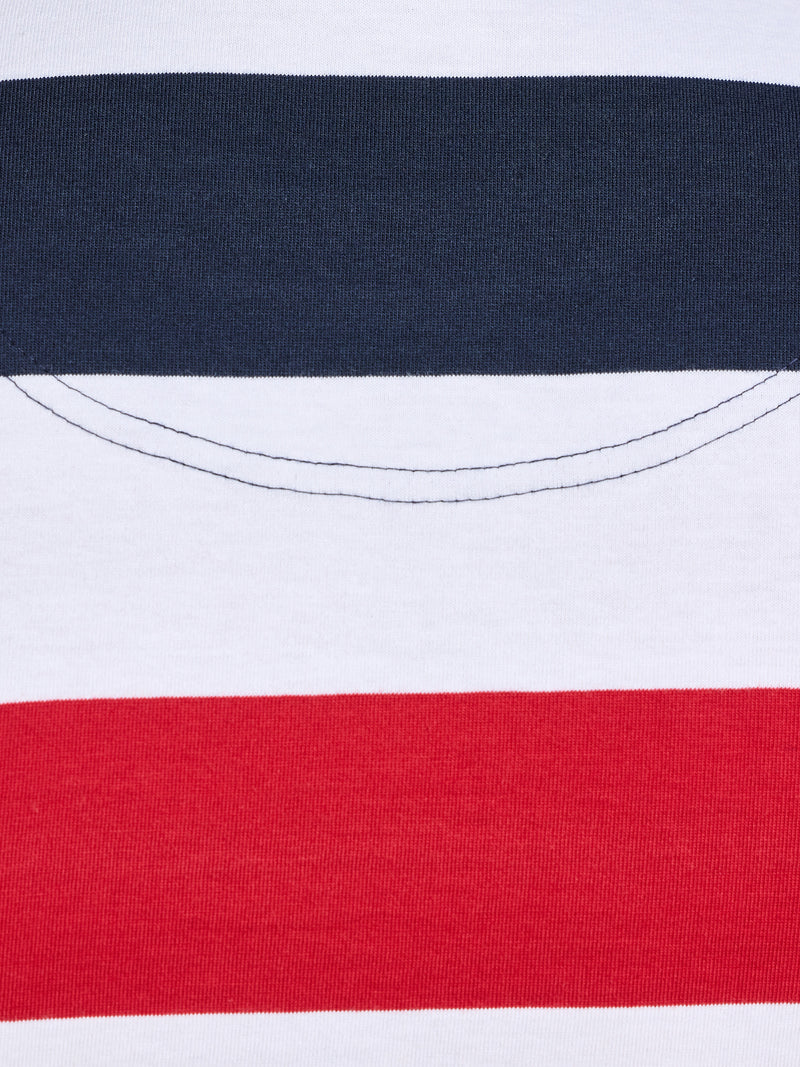 Contrast Chest Stripe T-Shirt - Navy/Red