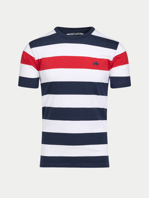 Contrast Chest Stripe T-Shirt - Navy/Red