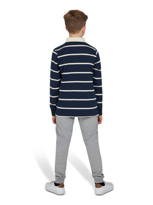 Long Sleeve Thin Stripe Rugby - Navy