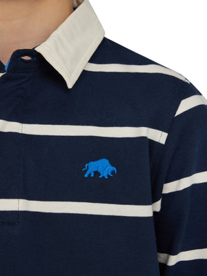 Long Sleeve Thin Stripe Rugby - Navy