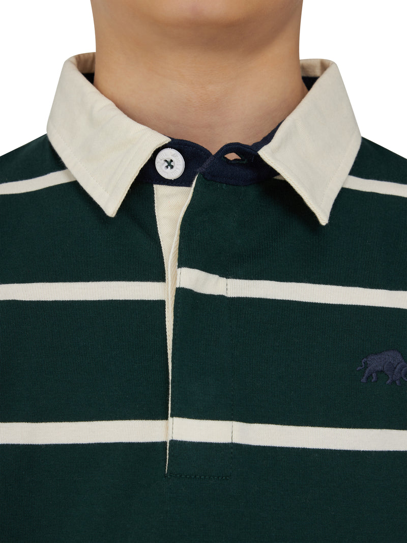 Long Sleeve Thin Stripe Rugby - Forest