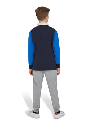 Long Sleeve Harlequin Panel Rugby - Cobalt Blue