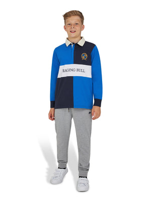 Long Sleeve Harlequin Panel Rugby - Cobalt Blue