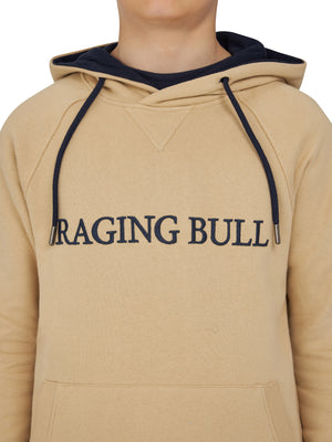 Embroidered Raging Bull Hoodie - Toast