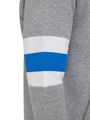 Stripe Sleeve Zip Through Hoodie - Grey Marl