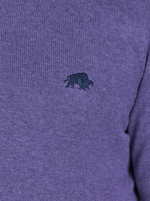 Knitted Cotton/Cashmere V Neck - Purple