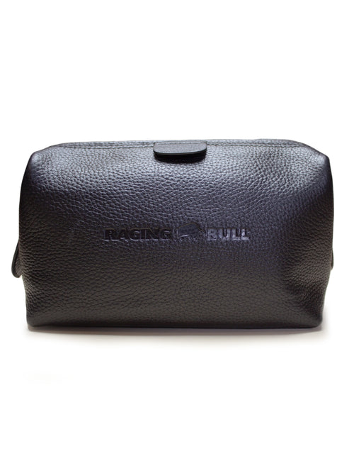 Leather Wash Bag - Black