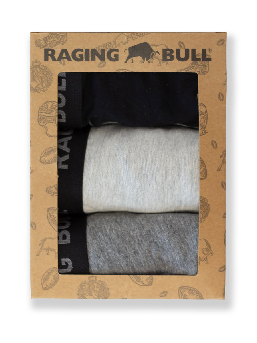 Classic 3 Pack Cotton Boxers - Black/Grey â Raging Bull Clothing