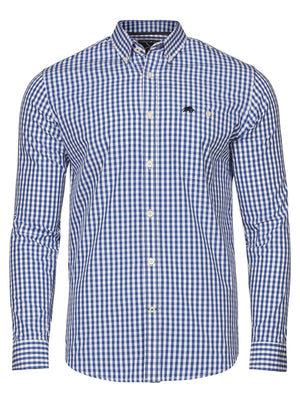 Classic Long Sleeve Gingham Shirt - Navy