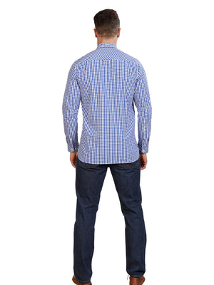 Classic Long Sleeve Gingham Shirt - Navy