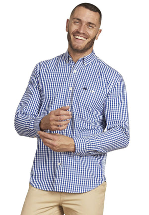 Classic Long Sleeve Gingham Shirt - Navy