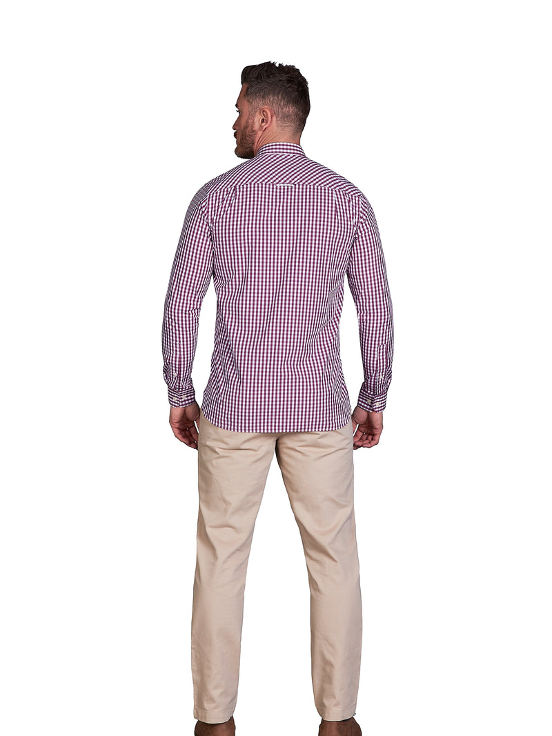 Classic Long Sleeve Gingham Shirt - Purple