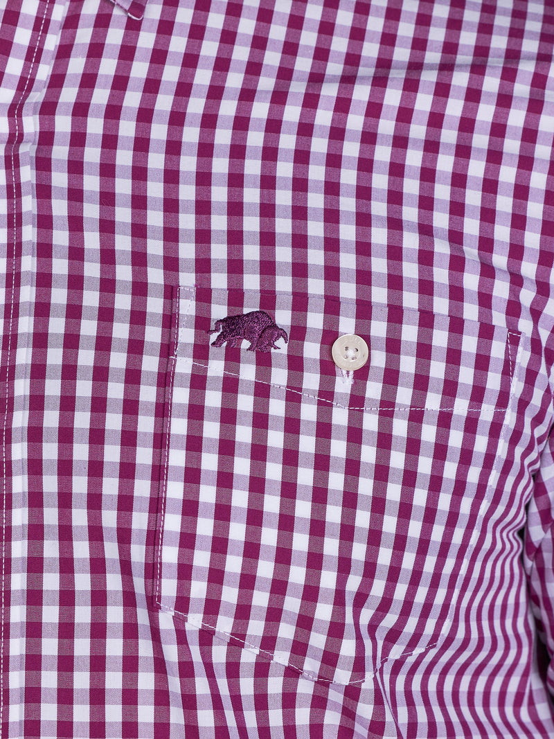 Classic Long Sleeve Gingham Shirt - Purple