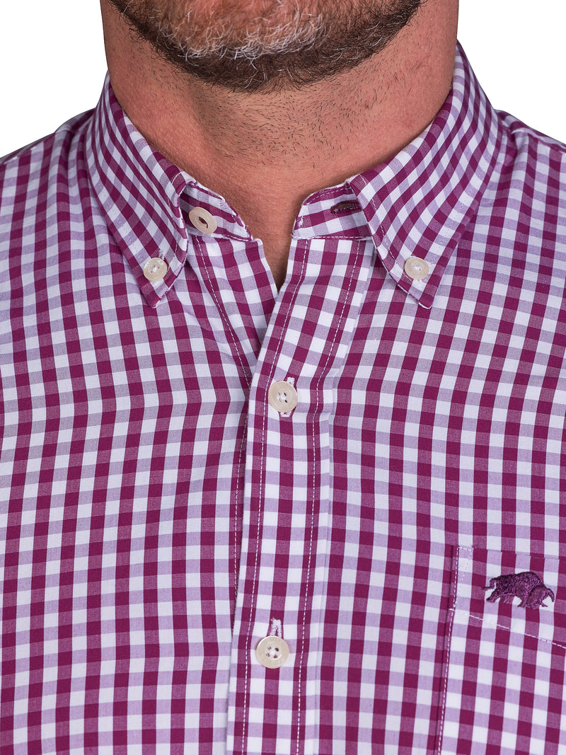 Classic Long Sleeve Gingham Shirt - Purple