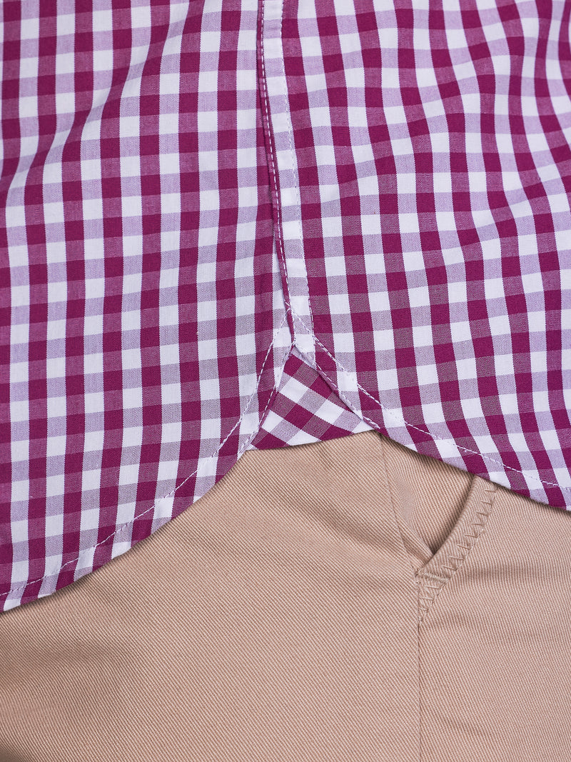 Classic Long Sleeve Gingham Shirt - Purple