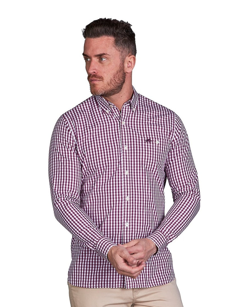 Classic Long Sleeve Gingham Shirt - Purple