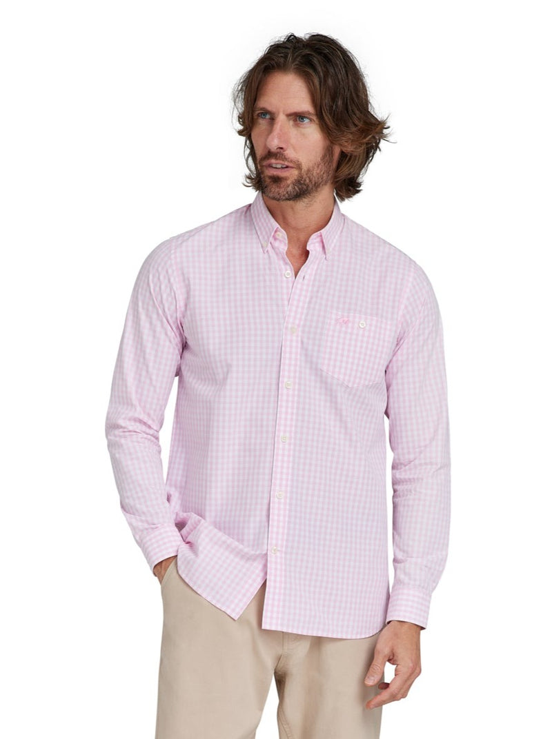 Long Sleeve Classic Gingham Shirt - Pink