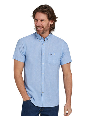 Short Sleeve Classic Linen Shirt - Sky Blue