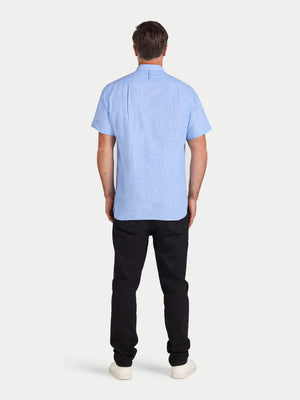 Short Sleeve Classic Linen Shirt - Sky Blue