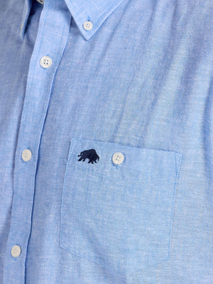 Short Sleeve Classic Linen Shirt - Sky Blue