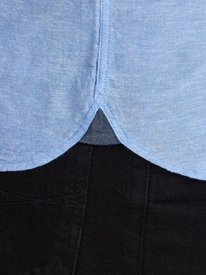 Short Sleeve Classic Linen Shirt - Sky Blue